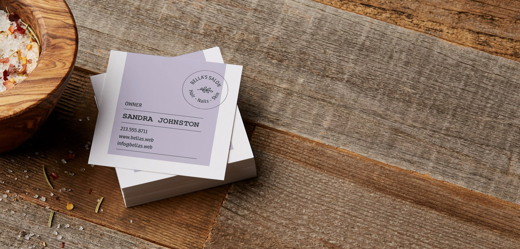 A custom square business card