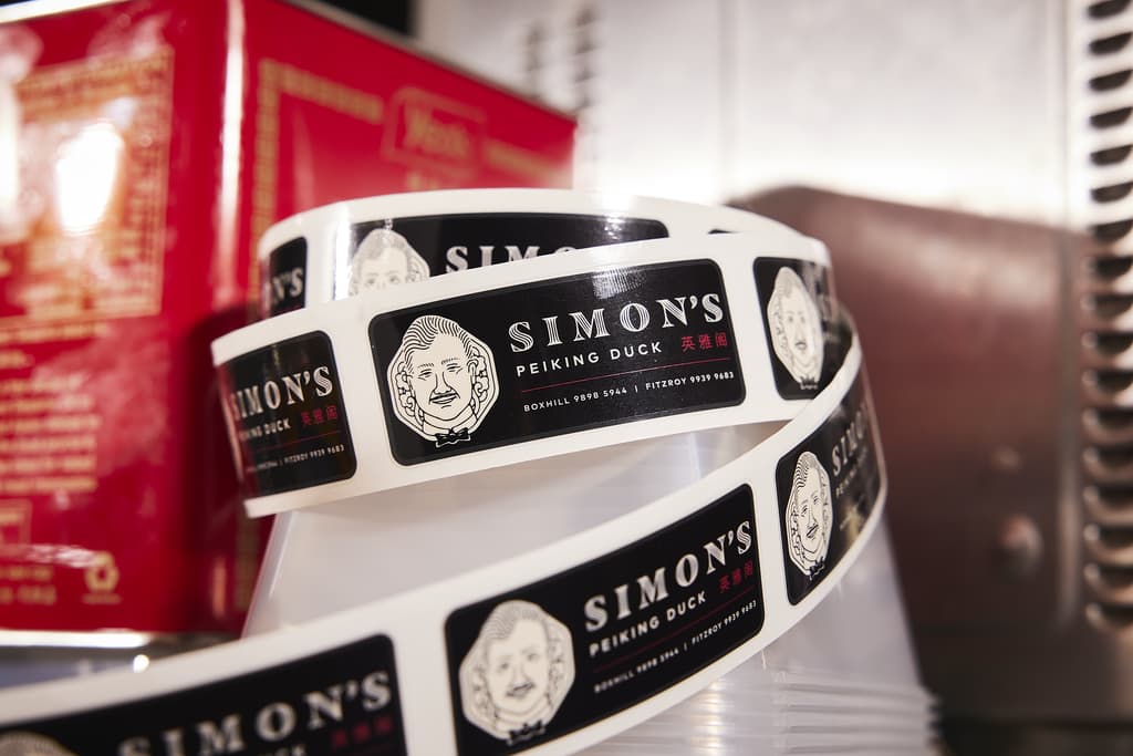 Branded roll labels for a restaurant